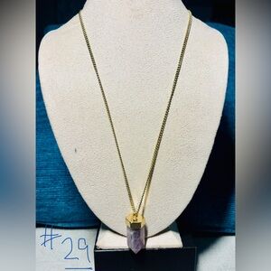 Chicos Gold and Purple Stone Pendant Necklace